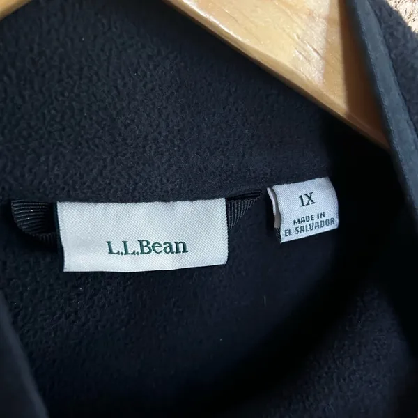 LL Bean Lightweight Fleece Full Zip Black Jacket Pockets Size 1X 505316 - Image 2