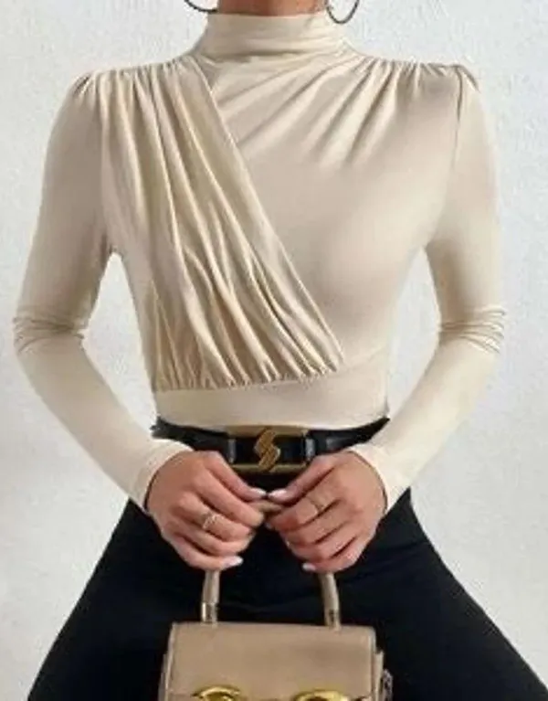 NWOT Mock Neck Ruched Bodysuit - Image 5