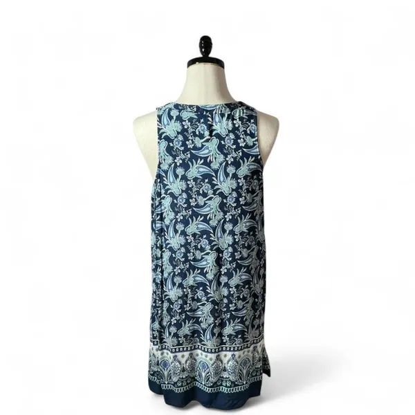 Roper Paisley Boho Sleeveless Dress Womens XL Blue V-Neck Border Print Rayon - Image 2