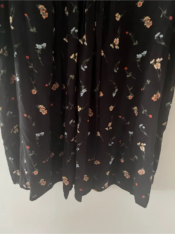 a.n.a Black Floral Pintuck Tunic Mini Dress XL Cottagecore Office Casual Career - Image 5
