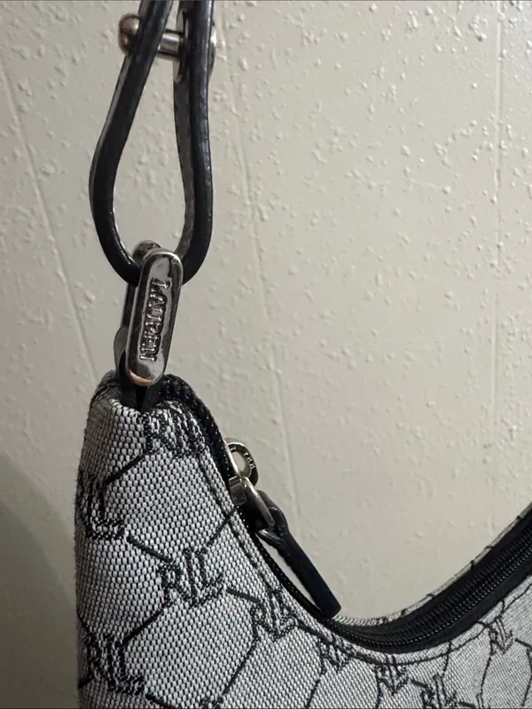 Ralph Lauren Gray Monogram Shoulder Bag with Black Trim - Image 8