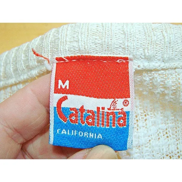 Vintage Catalina Unisex White Pastel Stripes Y2k Oversized Pullover Sweater Sz M - Image 3