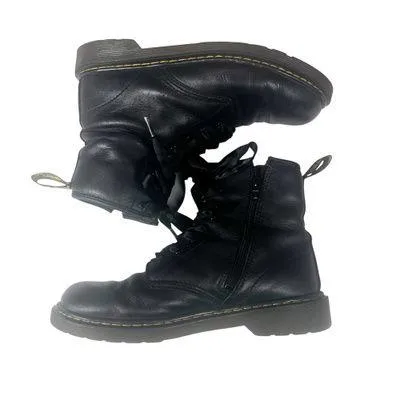 Dr. Martens Black Leather Lace Up Ankle Boots Side Zip US 7 - Image 2