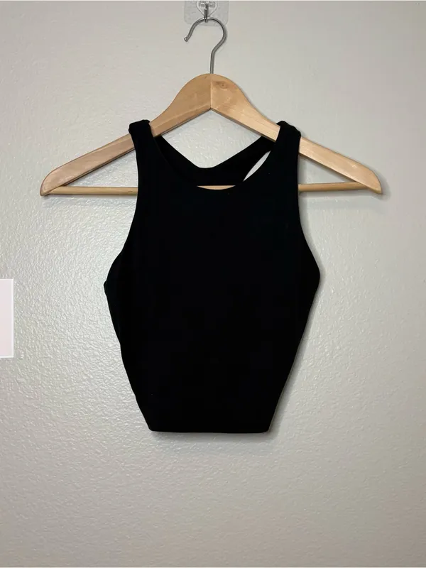 Athleta preppy casual athletic XS influencer aesthetic bra sports XS black crop - Image 2