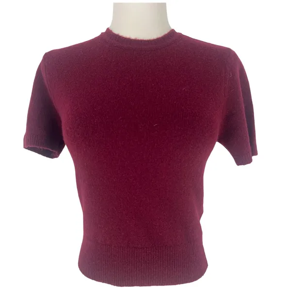 Joe's Jeans The Steph Shrunken Sweater Tee Syrah Burgundy XS Cropped Yak Wool‎ - Image 4
