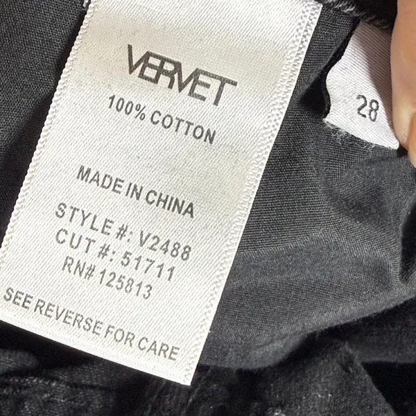 Vervet Olivia Wide Leg Jeans Washed Black High Rise Distressed Raw Hem Size 25 - Image 9