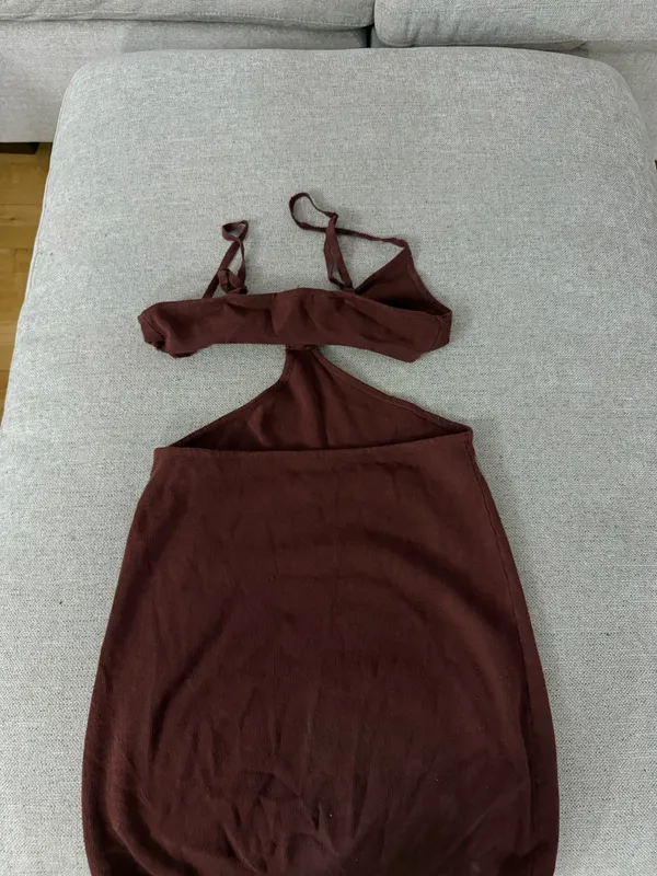 Peppermayo | Chocolate Brown Knit Mini Dress | Size 6 - Image 7