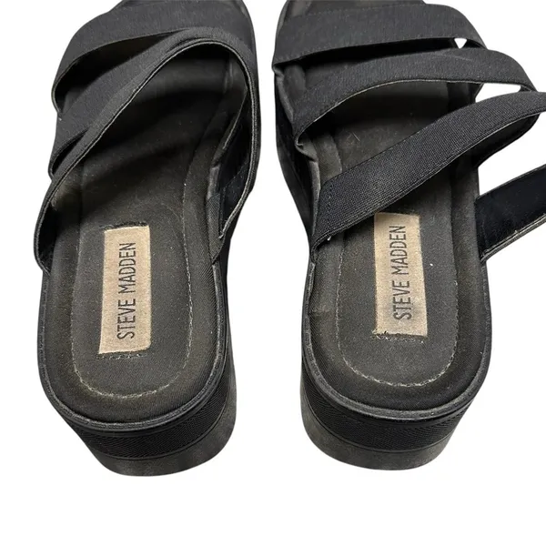 STEVE MADDEN Calvina Black Three Straps Platform Sandal - Image 2