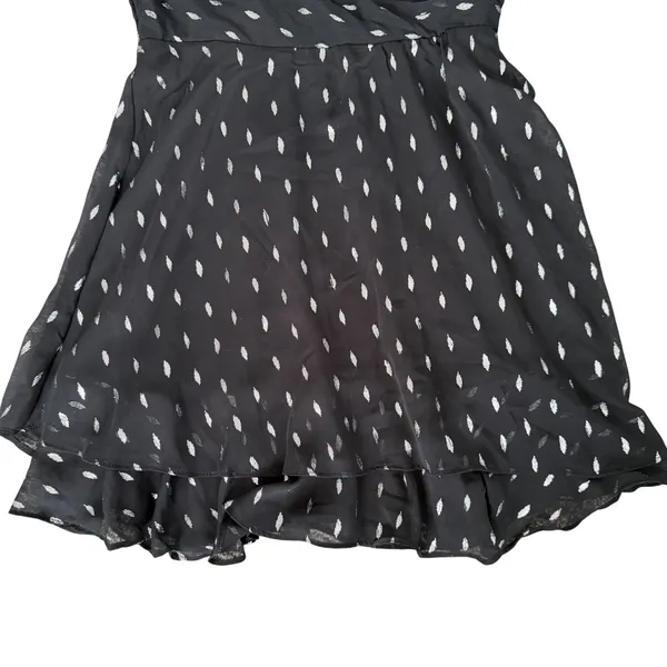 Lily Rose Black Silver‎ Metallic Leaf Print Smocked Bodice Mini Dress Women's M - Image 2