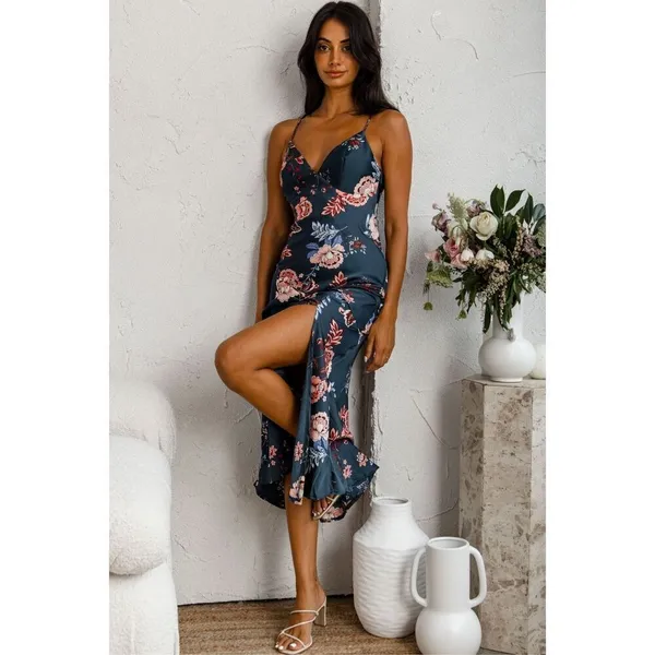 ✨SELFIE LESLIE DOWNTOWN CAMI STRAP FRONT SPLIT MIDI SZ MEDIUM DRESS✨ - Image 5