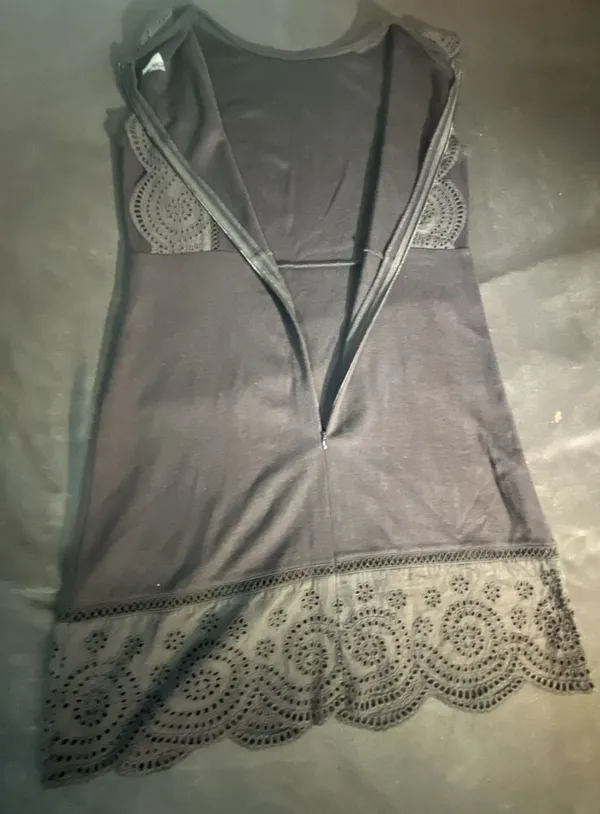 Newtimes Creative Black Mini Dress with Eyelet Lace Trim Detail - Image 6
