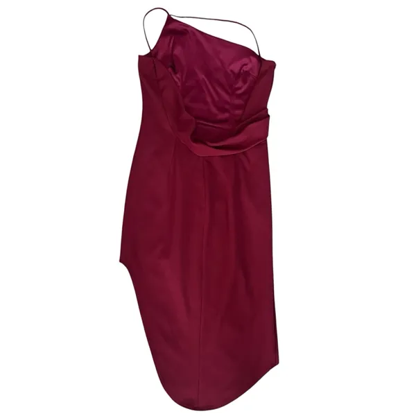 Katie May Women’s Bananas Midi Dress Merlot Burgundy Red Asymmetric Open Back - Image 7