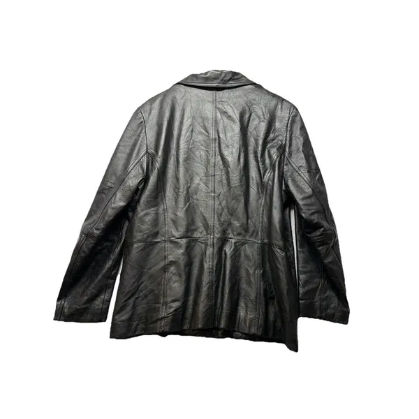 Wilsons Women's XL Black Leather Button Up Jacket Blazer Style Grunge 90s Y2K - Image 4