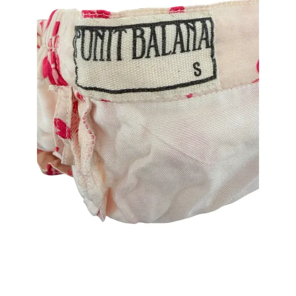 Punit Balana Ivory Pink‎ Booti Print Wide Leg Silk Pants Scallop Hem Size S - Image 5