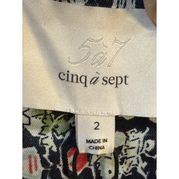 $395 Cinq A Sept Women's Blue Multi Quin Floral Print Long Sleeve Dress‎ Size 2 - Image 6