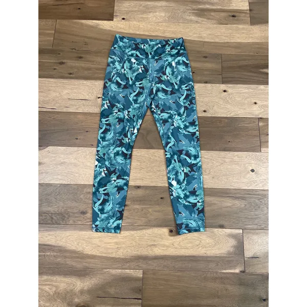Patagonia Centered Crops Size M Jungle Tasmanian Teal Abstract Print Leggings - Image 2