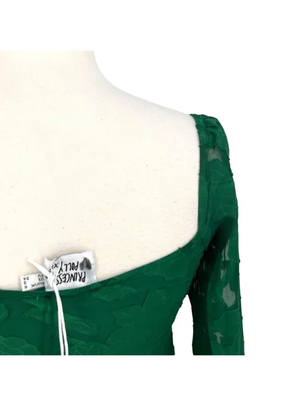 Princess Polly Star Power Green Floral Burnout Long Sleeve Mini Dress Size 2 NWT - Image 8