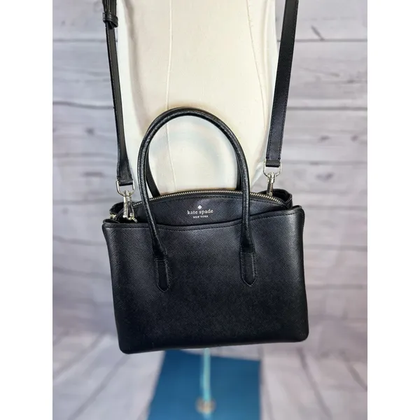 Kate Spade Rory Small Satchel Crossbody Bag Black Saffiano Leather - Image 2