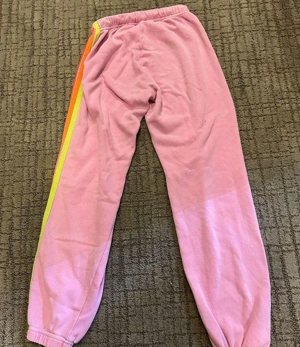 Aviator Nation Pink Track Pants with Multicolor Stripes - Image 3