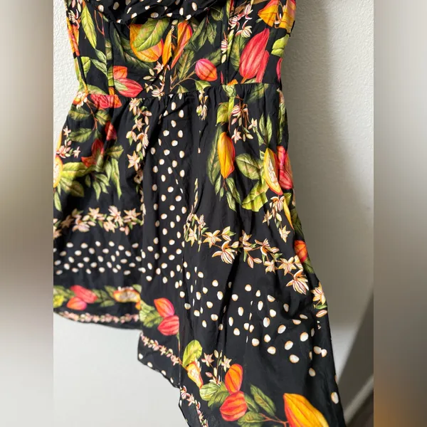 Farm Rio Tropical Floral Polka Dot Mini Dress S | Ruffle Strap Summer Vacation - Image 5