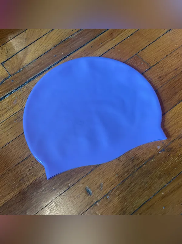 Nike Lavender Silicone Swim Cap with White Swoosh - Image 2