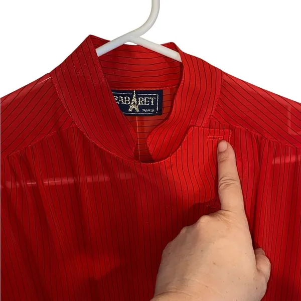 Vintage 70s 80s Cabaret Paris Red black Pin Striped Secretary dress valentines - Image 10