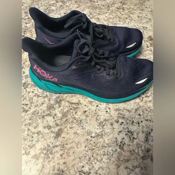 Hoka Dark Blue and Aqua Running Shoes - Image 3