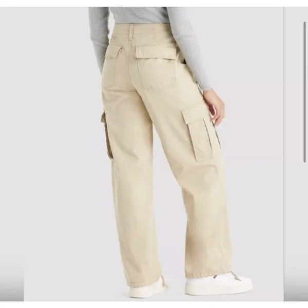 Levi's 94 Baggy Cargo Utility Pants Tan Khaki High Rise‎ Women’s Size 26 W26 L30 - Image 2