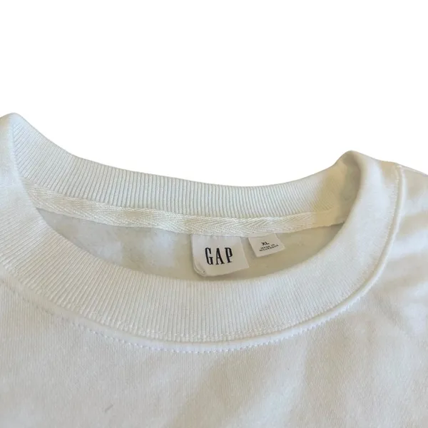 Gap Oversized Pullover Sweatshirt Sweater White Gold Silver Logo Stretch Size XL - Image 3