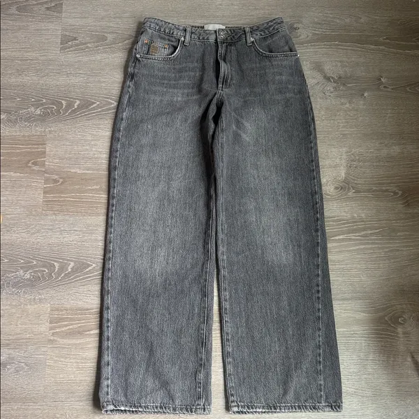 One teaspoon Jackson Mid Waist Wide Leg Denim Jeans - Charcoal Black 27 - Image 2