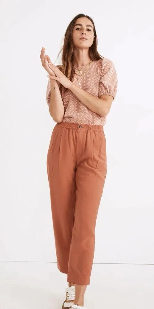 Madewell Drapey Track Trousers in Weathered Brick Size Large - Image 4