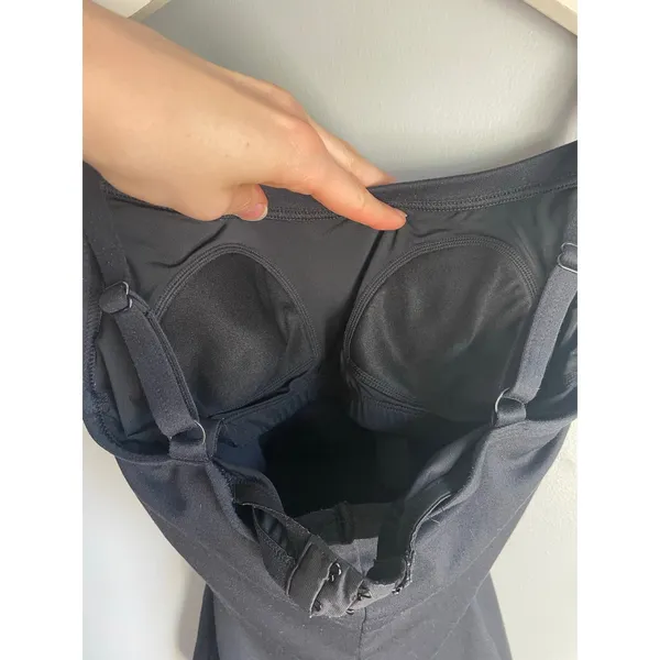 Capezio Black‎ Bodysuit Scoop Neck Spaghetti Strap Snap Crotch Size L with Bra - Image 5