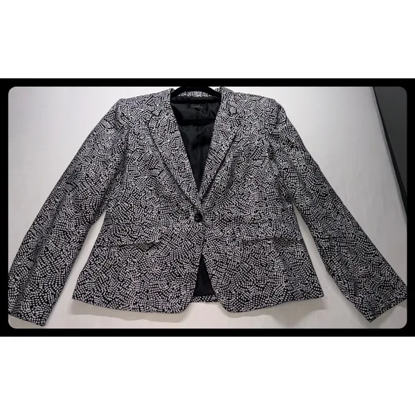 Emily Blazer Women 14 Black White Dotted Career Professional - Image 2