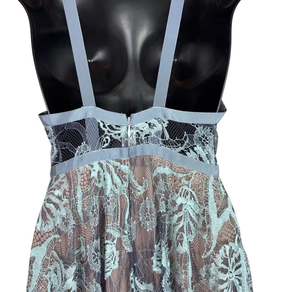 ALEXIS Isabella Blue Floral Lace Illusion Maxi Gown Dress Small - Image 5