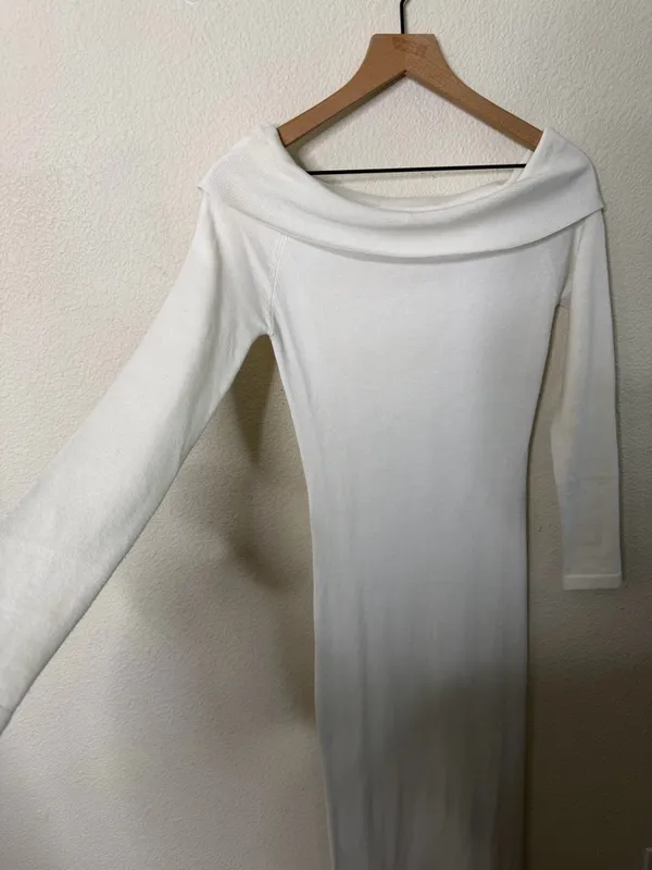 Peppermayo Alexandra Off Shoulder Knit Maxi Dress - Ivory Womens Size S / M‎ - Image 7