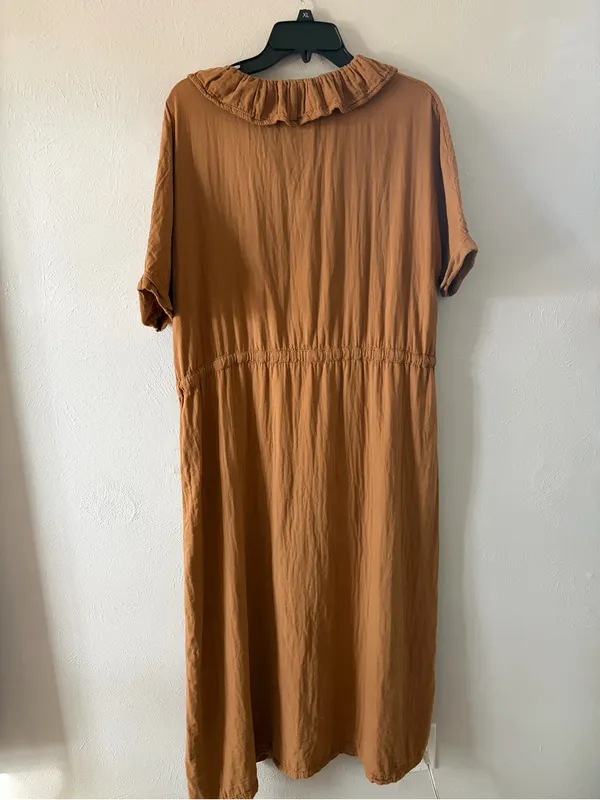 Ruffle-Collar Long Sleeve Button Poudre organic Camarine madame dress - Image 5