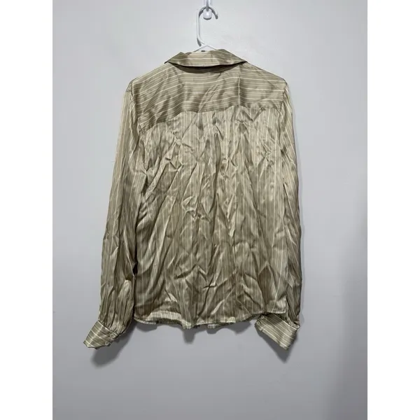 Paige‎ NWT Capriana Silk Button Down Shirt in Pale Olive/Marble Size XL - Image 5