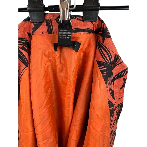 Silkland 100% Silk Jacket Blazer Orange Black Floral Button Front‎ Small - Image 6