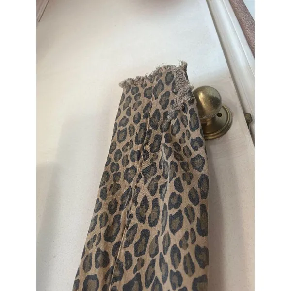 Leopard Print Distressed Jogger Jeans With Drawstring Waist & Raw Hem By YMI - Image 3