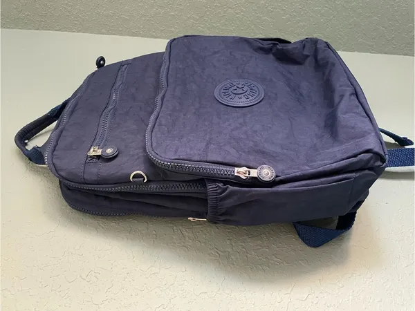 Kipling Tablet City Backpack Blue Elastic Side Pockets - Image 5