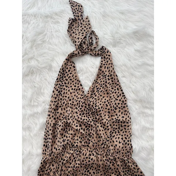 Cupshe Leopard Print Halter Romper Size Medium - Image 5
