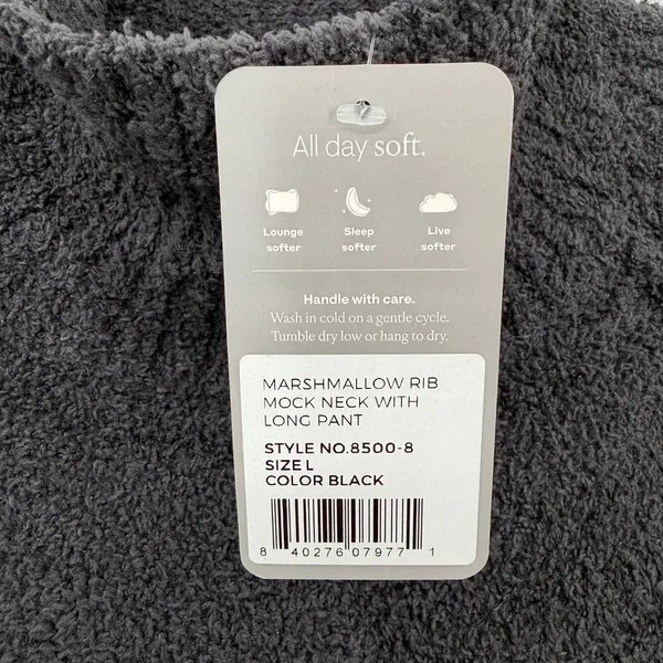 Softies Marshmallow Rib Mock Neck Sweater Black Sz L Plush Cozy Lounge Oversized - Image 5