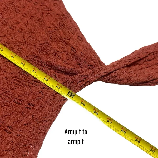Anthropologie Shelby Pointelle Cardigan Rust Boho Travel Comfort Cottagecore L - Image 9