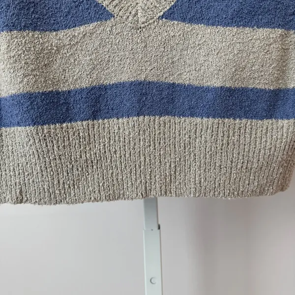 Natural Life Cotton Boho Coastal Relaxed Preppy Striped Sweater Vest M Gray NWT - Image 5
