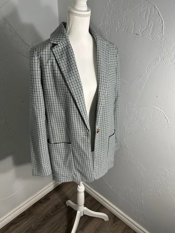 a new day Plaid Single-Button Blazer in Blue and Black. - Image 4