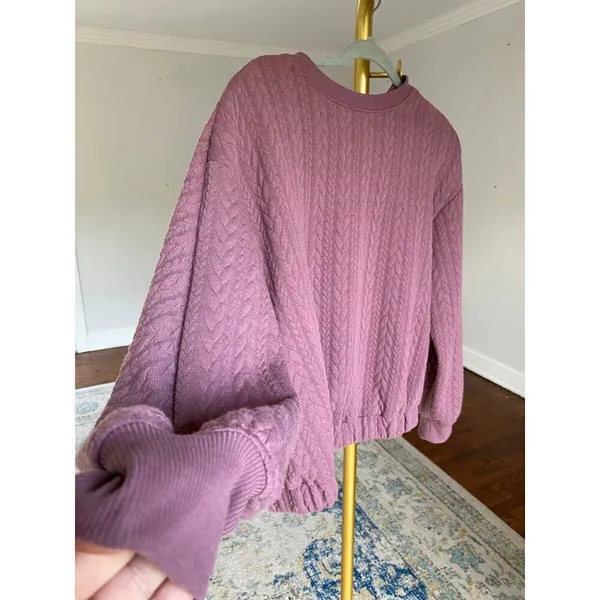 A New Day Quilted Cable Knit Sweatshirt Quiet Luxury Parisian Cozy Pullover Y2K - Image 4
