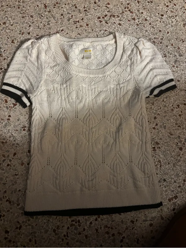 Maeve Short-Sleeve Pointelle Sweater small - Image 4