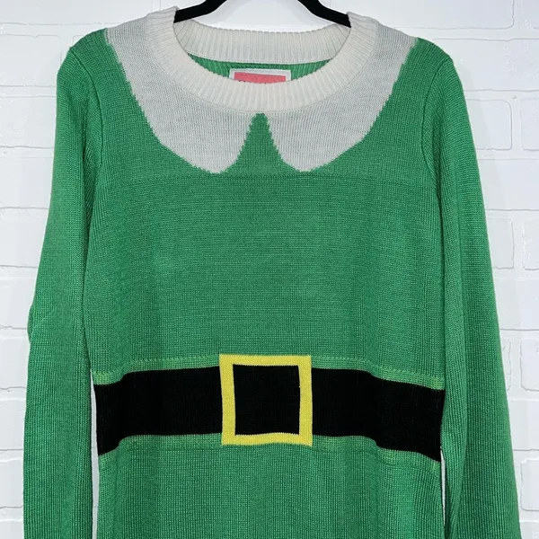 Tipsy Elves Holiday Christmas Buddy The Elf Sweater Dress Ugly Christmas Sweater - Image 9
