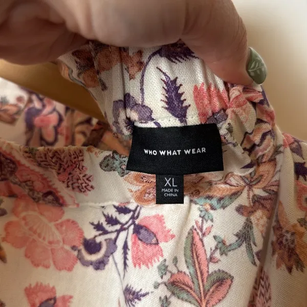 Who What Wear Women Linen Blend Floral Flutter Sleeve Spring Blouse Top XL - Image 6
