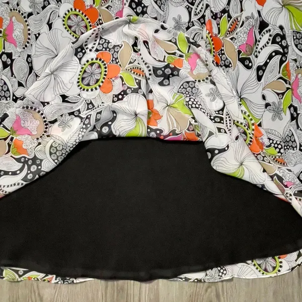 Vtg Evan Picone Chiffon Maxi Skirt Sz M Retro Psychedelic Floral Boho Festival - Image 9